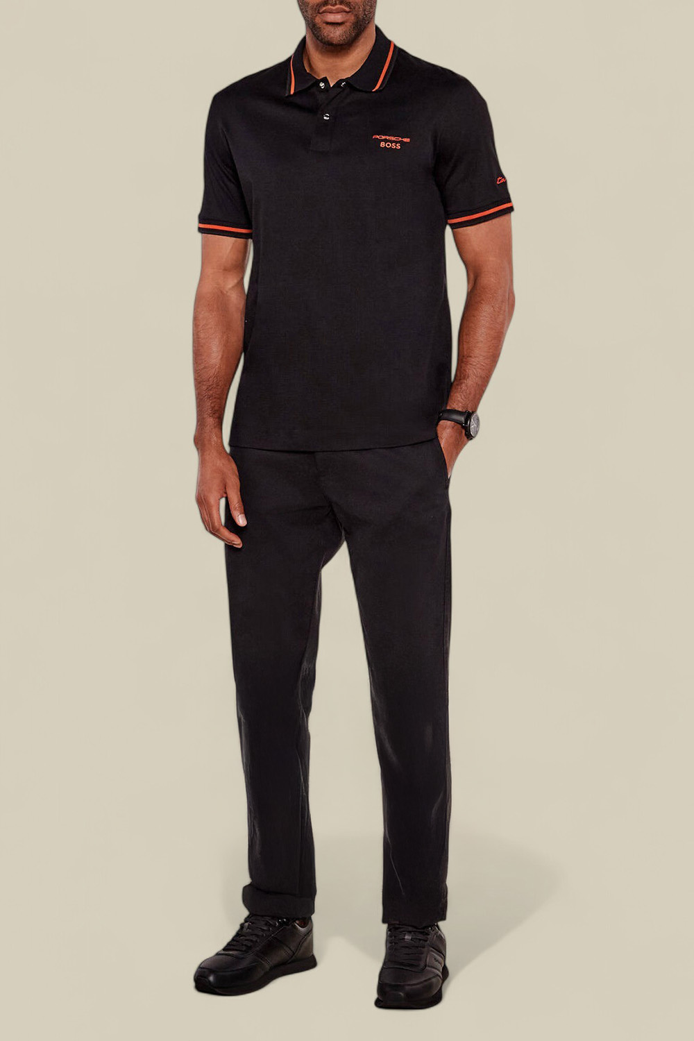 תמונת כל הלוק של בוס X פורשה חולצת פולו